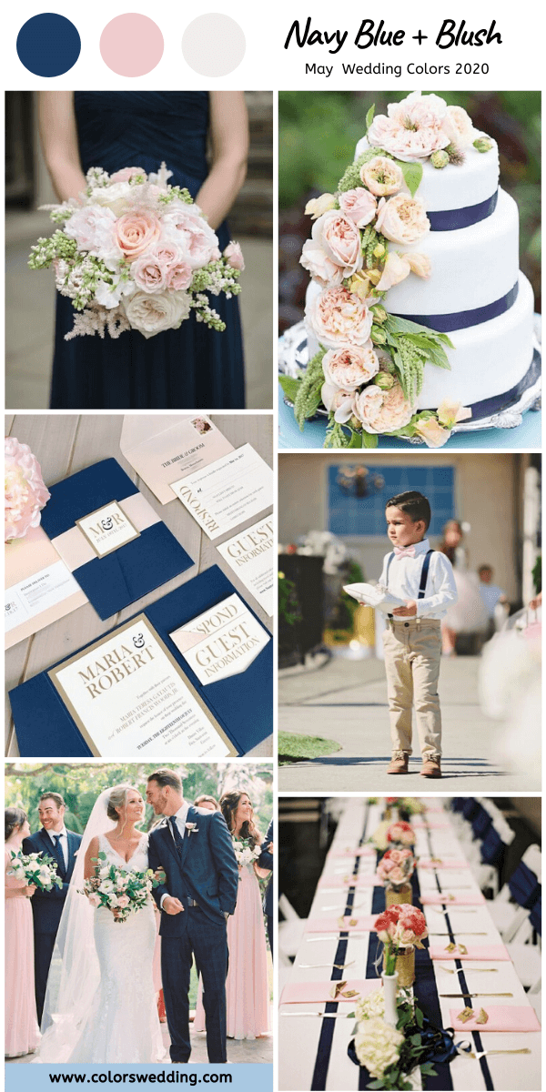 may wedding colors 2020 navy blue blush