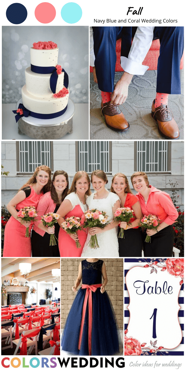 navy blue and coral wedding colors fall