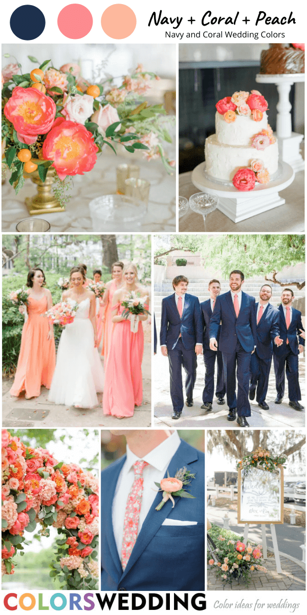 navy blue and coral wedding colors navy blue coral peach