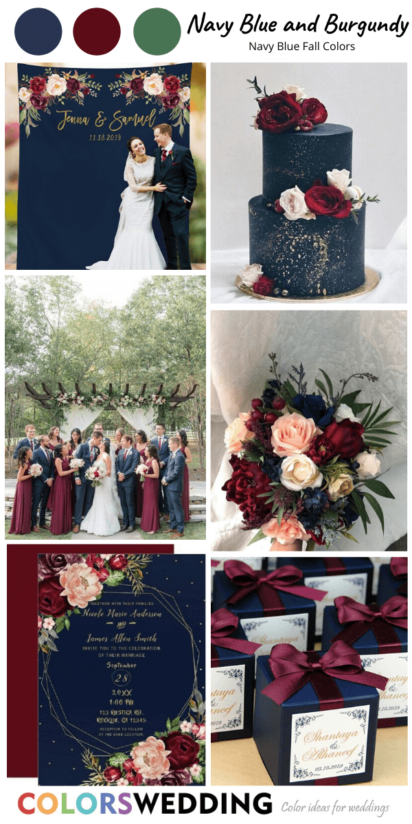 navy blue fall wedding colors navy blue and burgundy