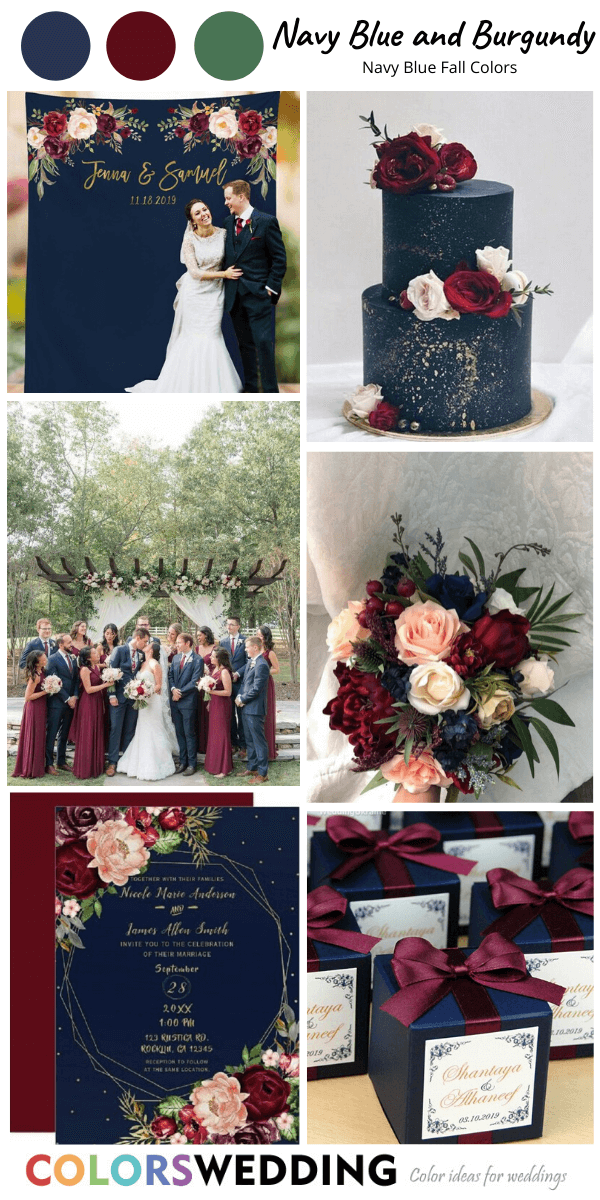 navy and burgundy wedding