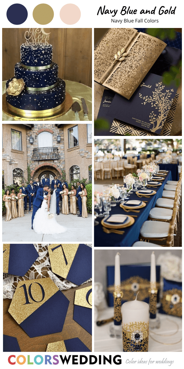 navy blue fall wedding colors navy blue and gold
