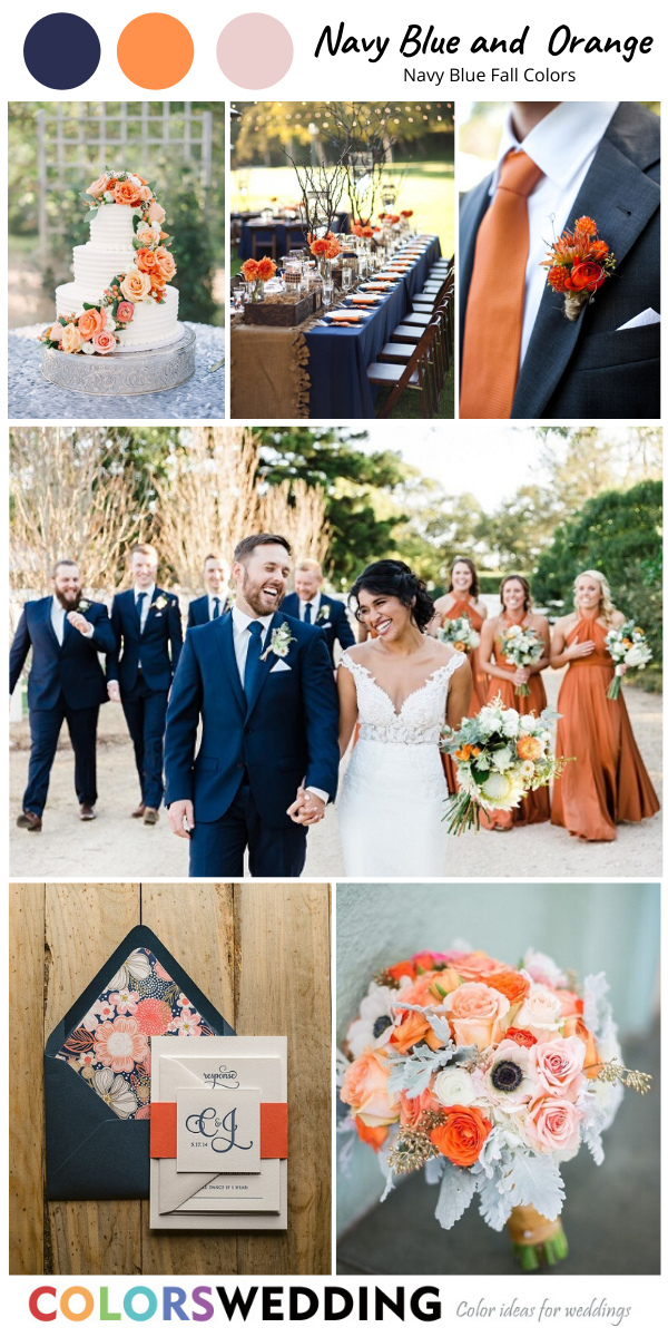 navy blue fall wedding colors navy blue and orange
