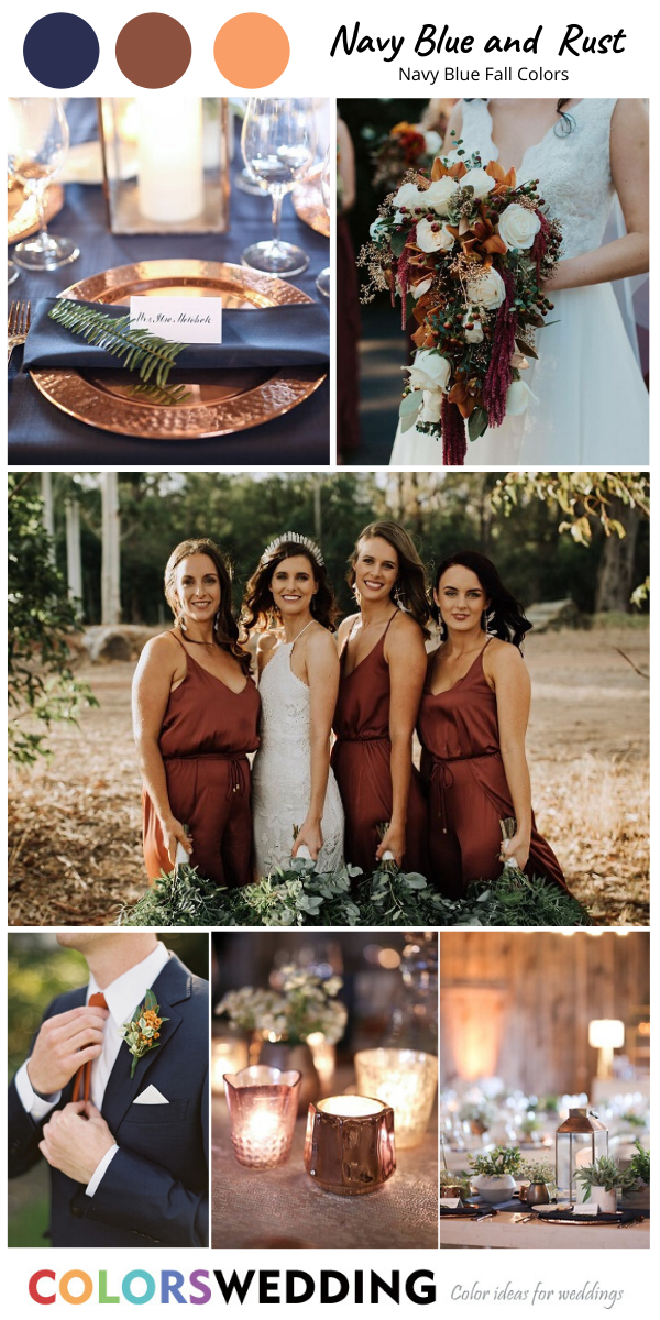 navy blue fall wedding colors navy blue and rust