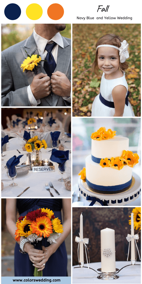 navy blue and yellow wedding fall