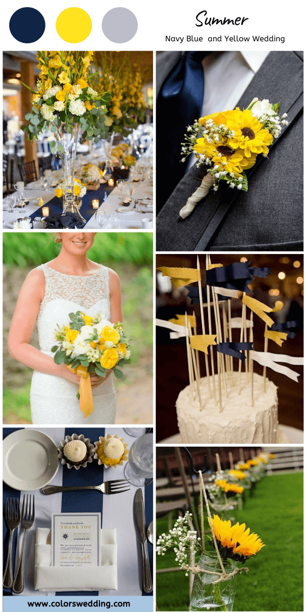 navy blue and yellow wedding summer