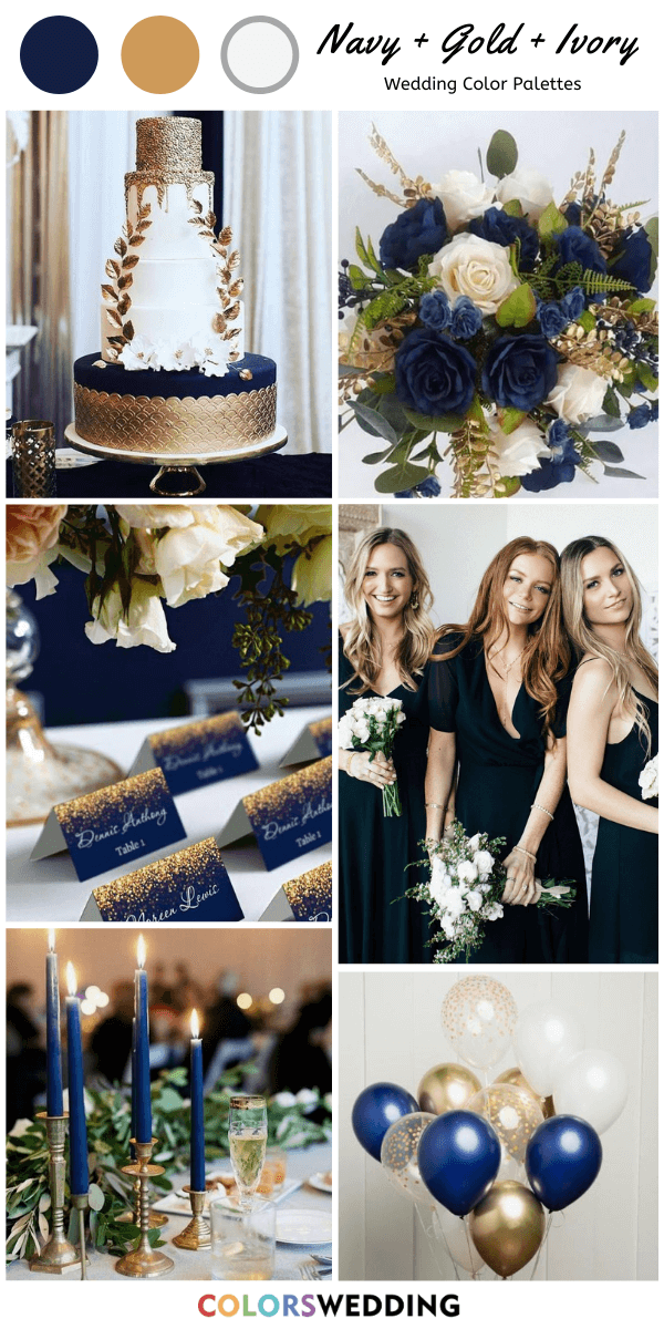 Navy blue shop and gold wedding