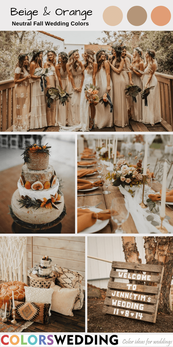 neutral fall wedding colors beige and orange