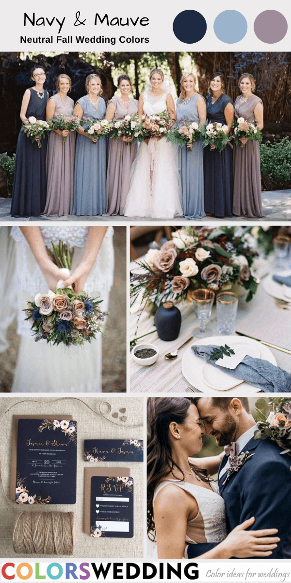 neutral fall wedding colors navy and mauve