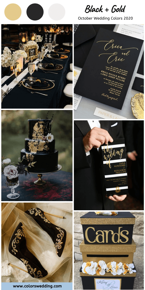 october wedding color 2020 black and gold