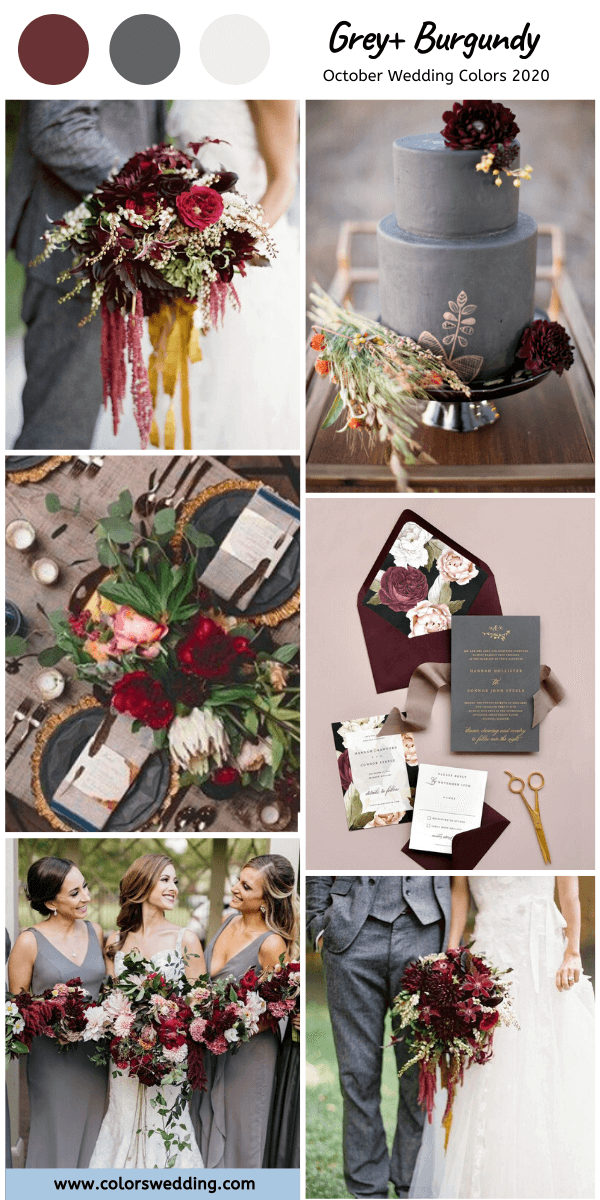 october wedding color 2020 grey and burgundy