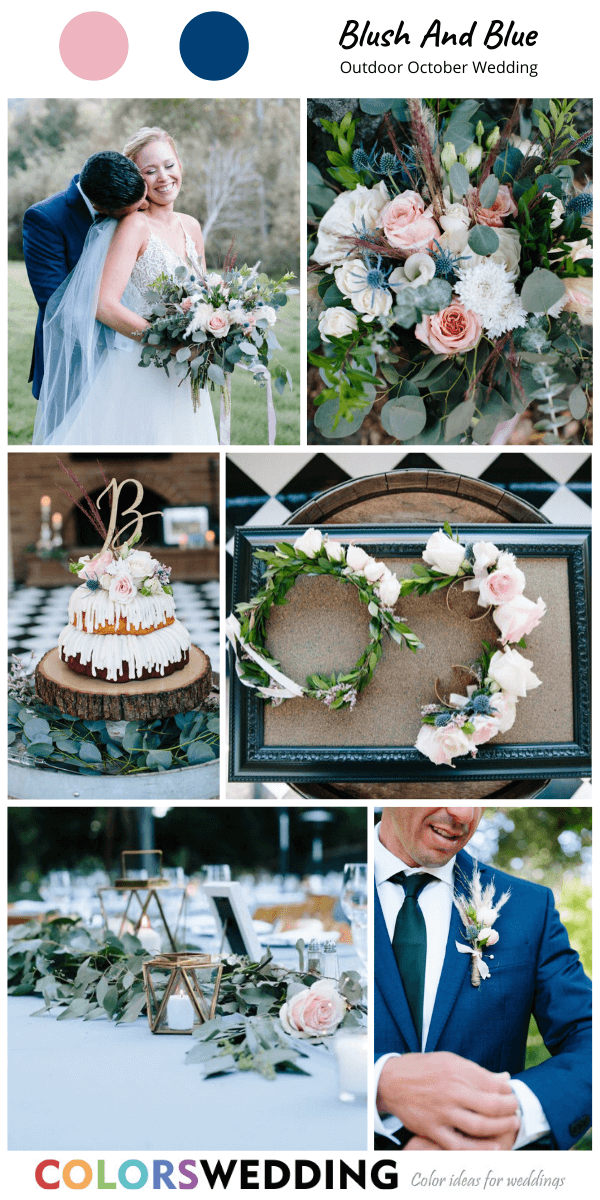 Top 8 Outdoor October Wedding Color Ideas: Blush + Blue