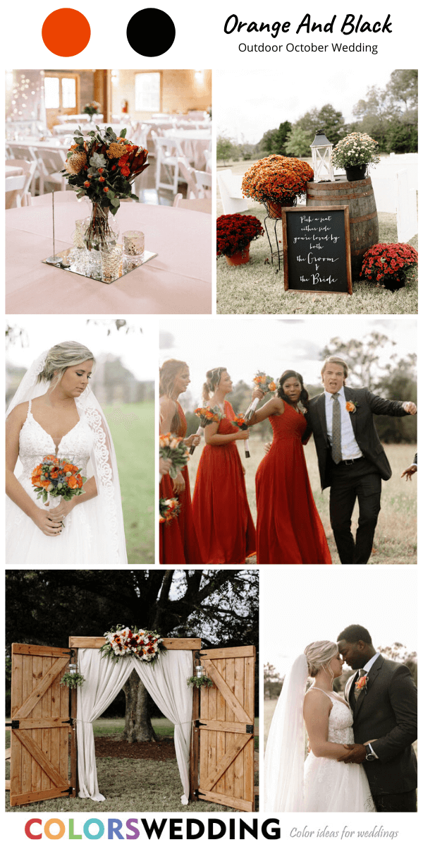 Top 8 Outdoor October Wedding Color Ideas: Orange + Black