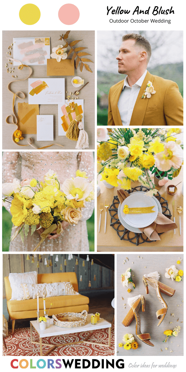 Top 8 Outdoor October Wedding Color Ideas: Yellow + Blush