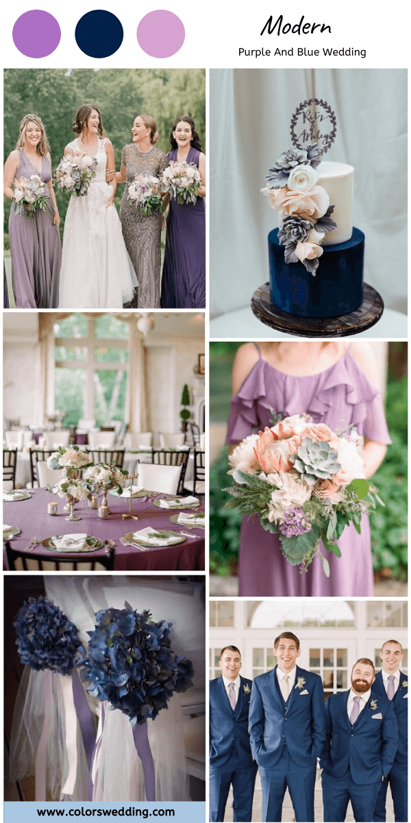 purple and blue wedding modern