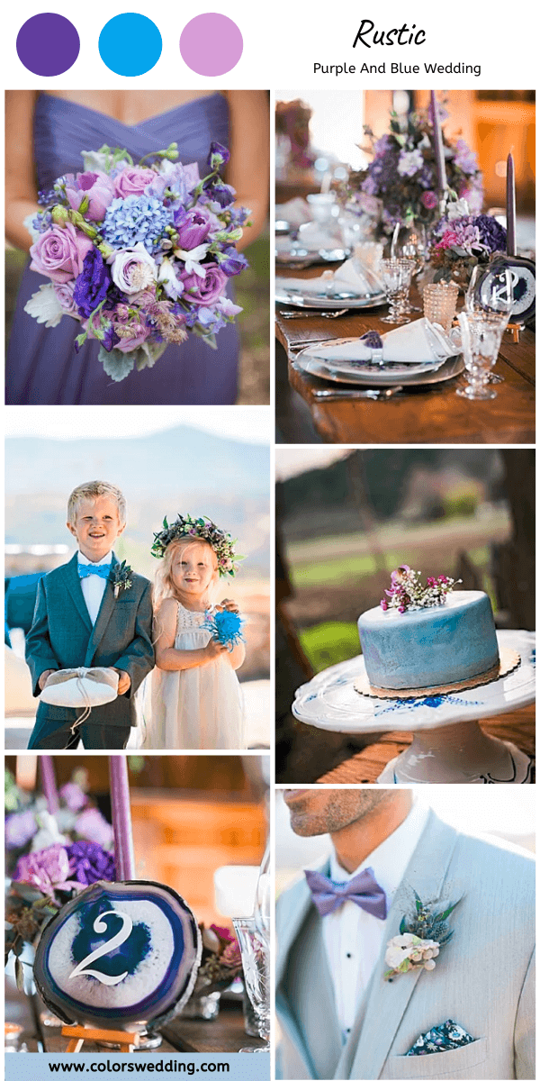 purple and blue wedding rustic