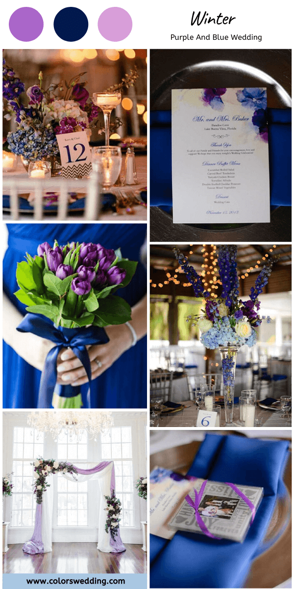 purple and blue wedding winter