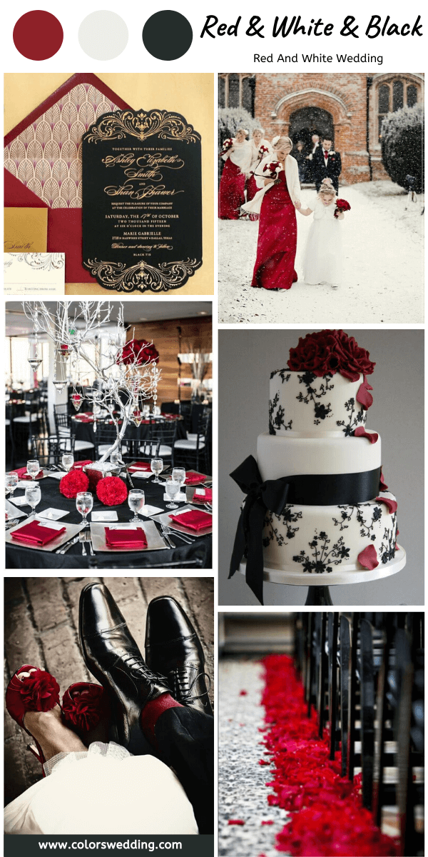 red and white and black wedding