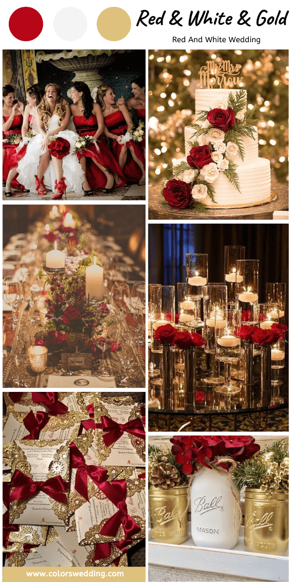 red and white and gold wedding