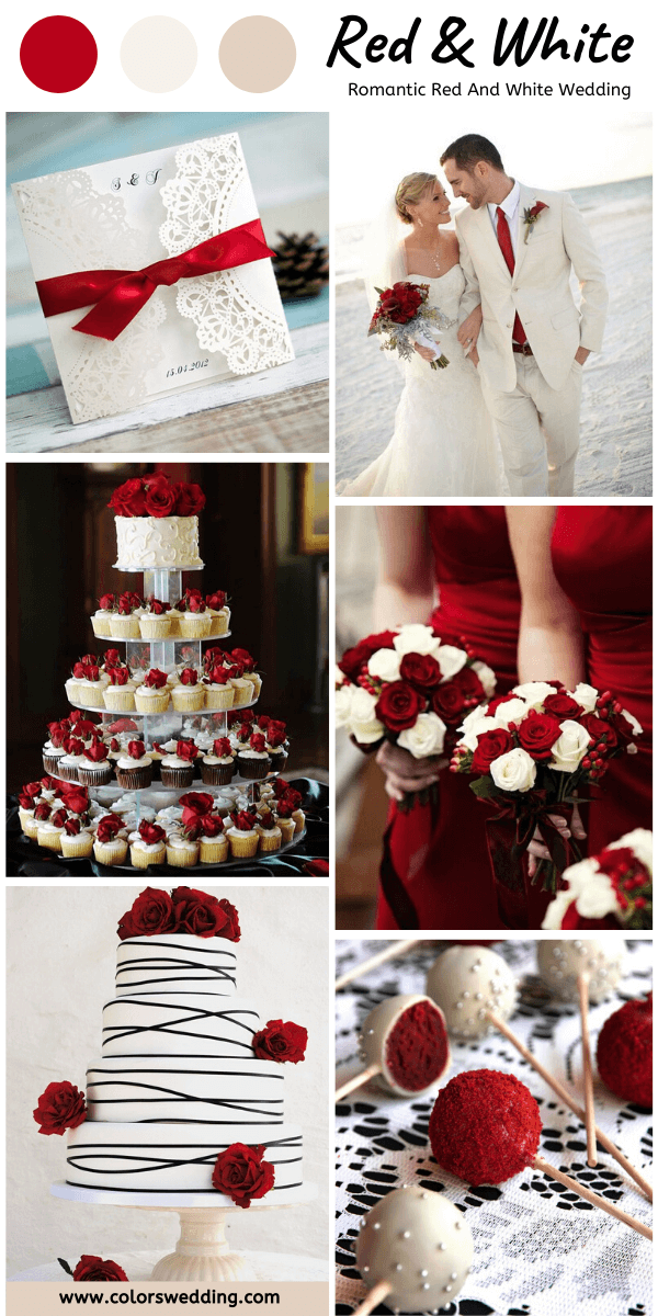 romantic red and white wedding