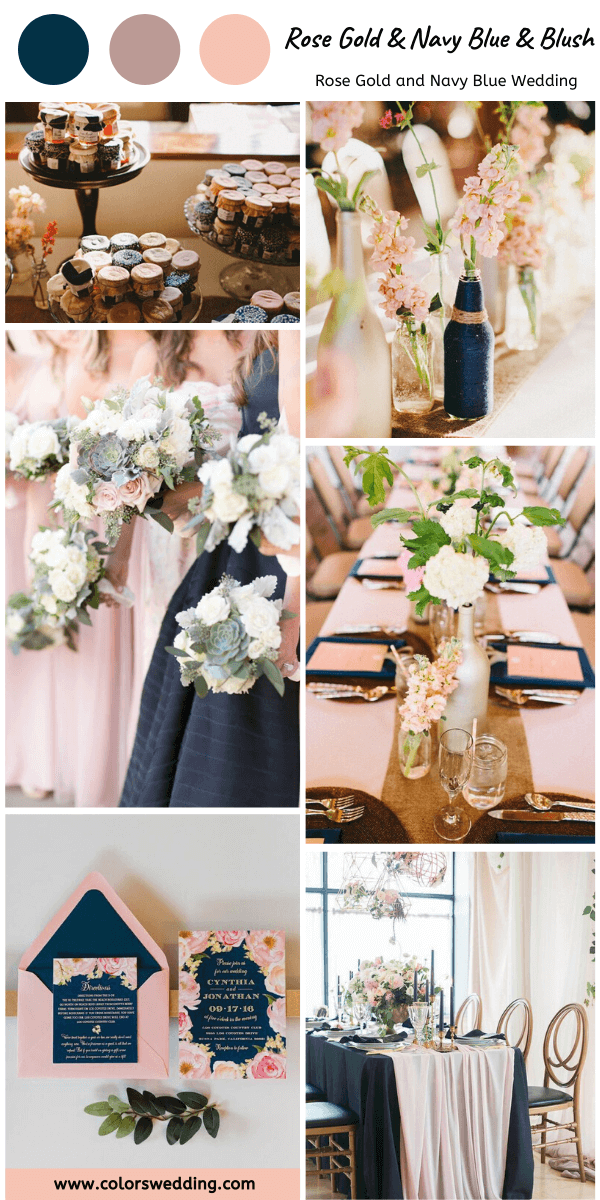 Colors Wedding Best 8 Rose Gold and Navy Blue Wedding Color Ideas