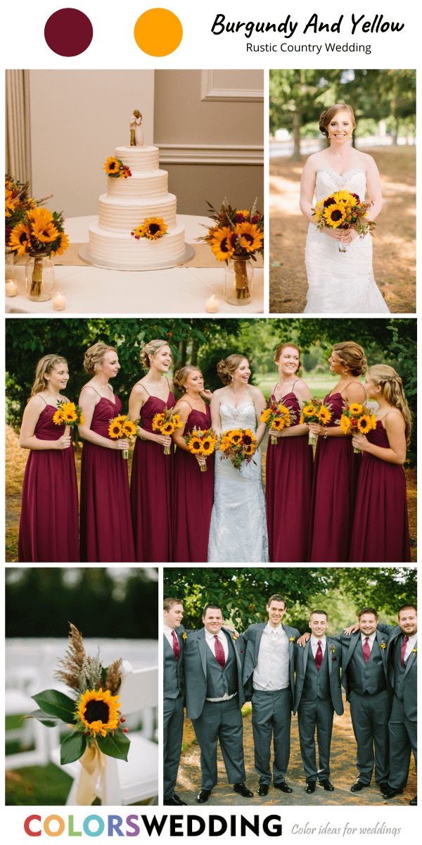 rustic country wedding burgundy yellow