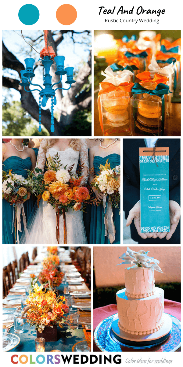 rustic country wedding teal orange