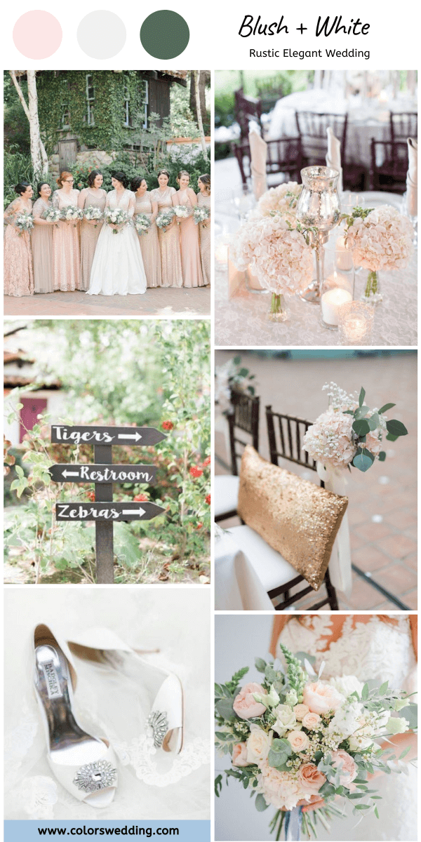 rustic elegant wedding blush white