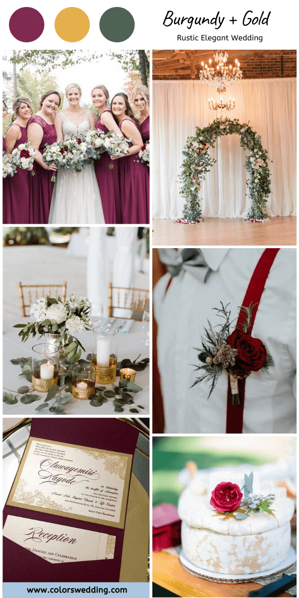 rustic elegant wedding burgundy gold