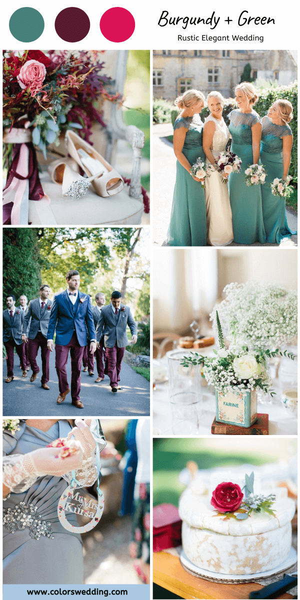 rustic elegant wedding burgundy green