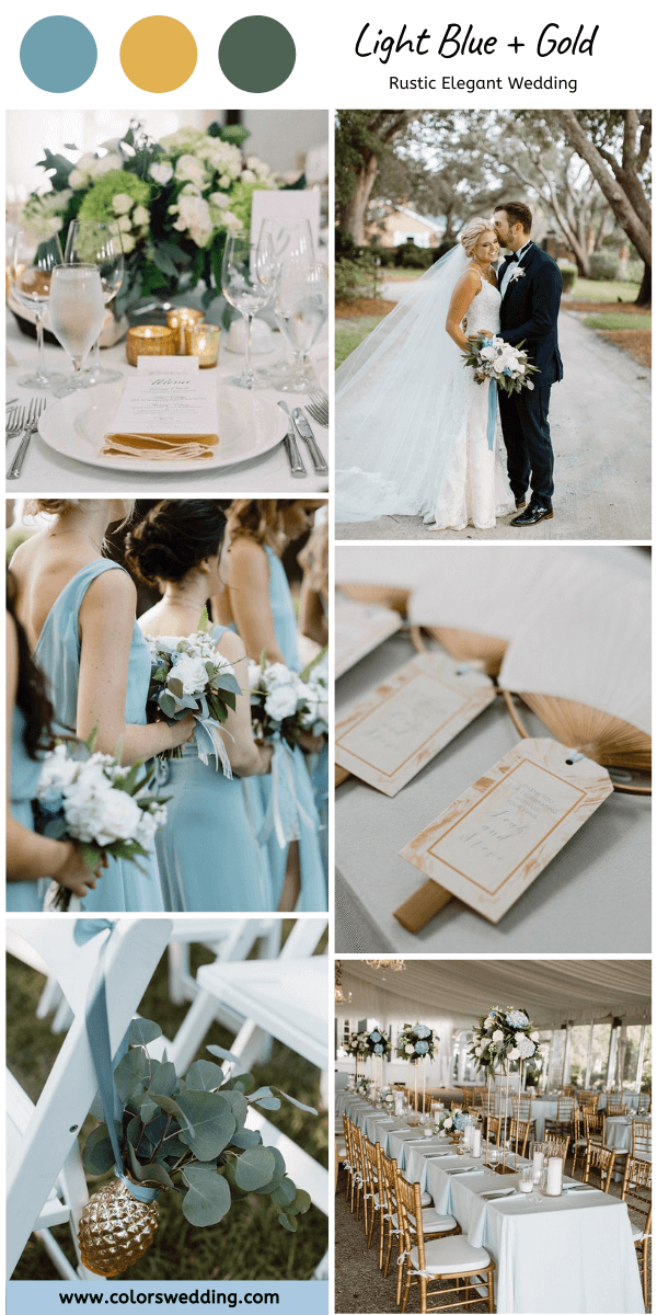 rustic elegant wedding light blue gold