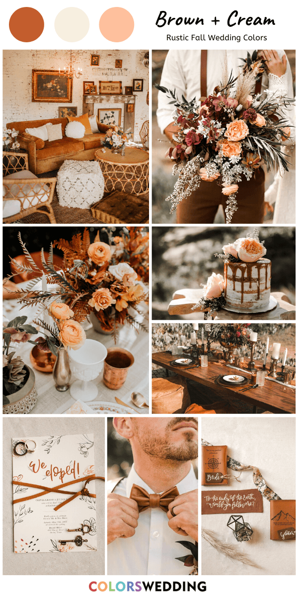Top 8 rustic fall wedding color ideas: Brown + Cream