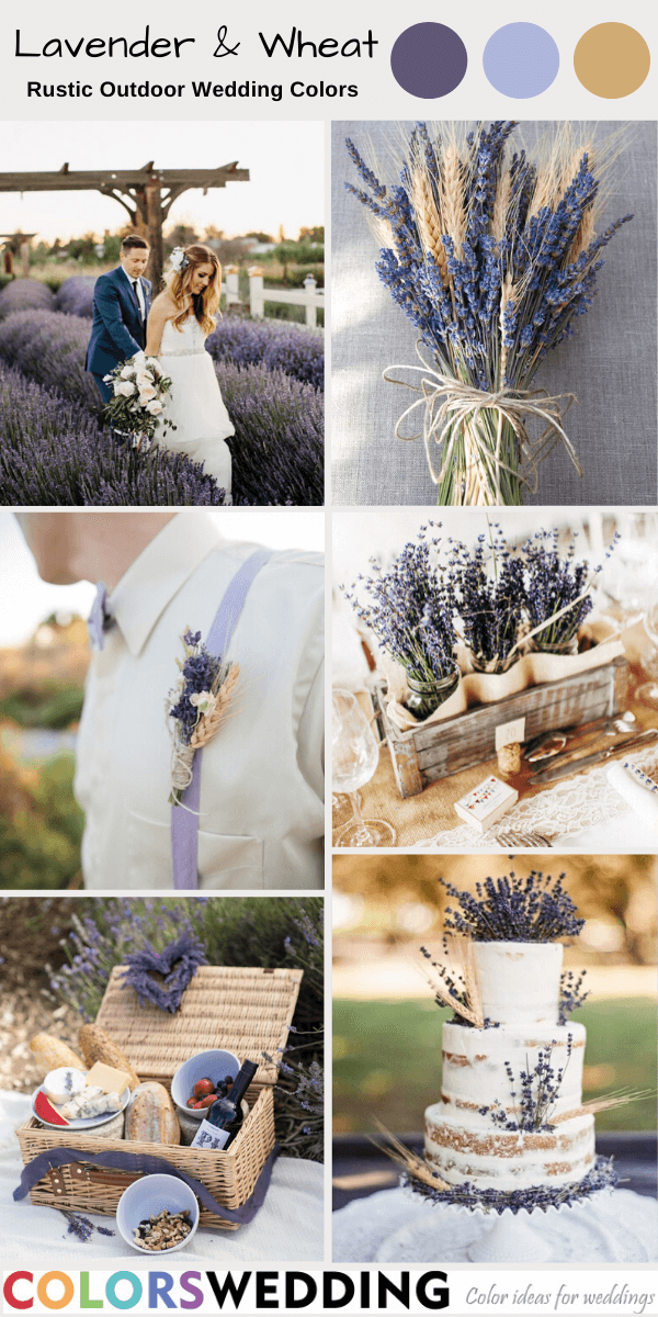 rustic outdoor wedding colors lavender and wheat
