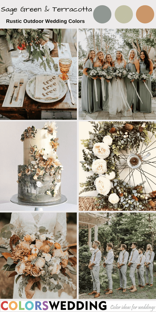 rustic outdoor wedding colors sage green and terracotta