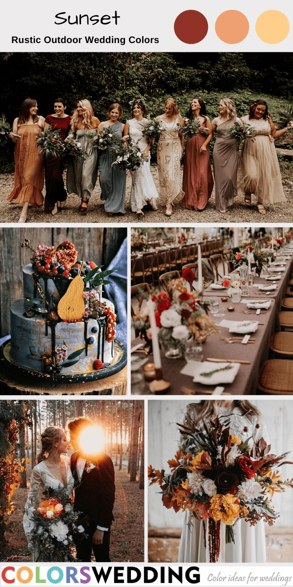 rustic outdoor wedding colors sunset