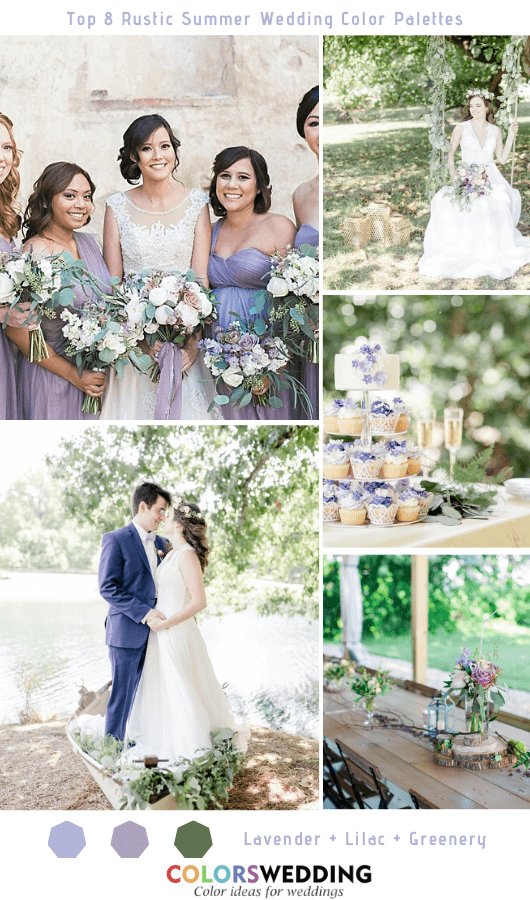 Top 8 Rustic Summer Wedding Color Palettes for 2020 - Lavender + Lilac + Greenery