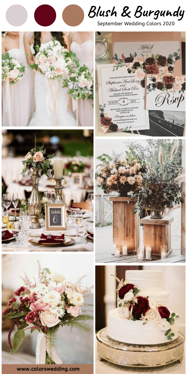 september wedding colors 2020 blush and burgundy