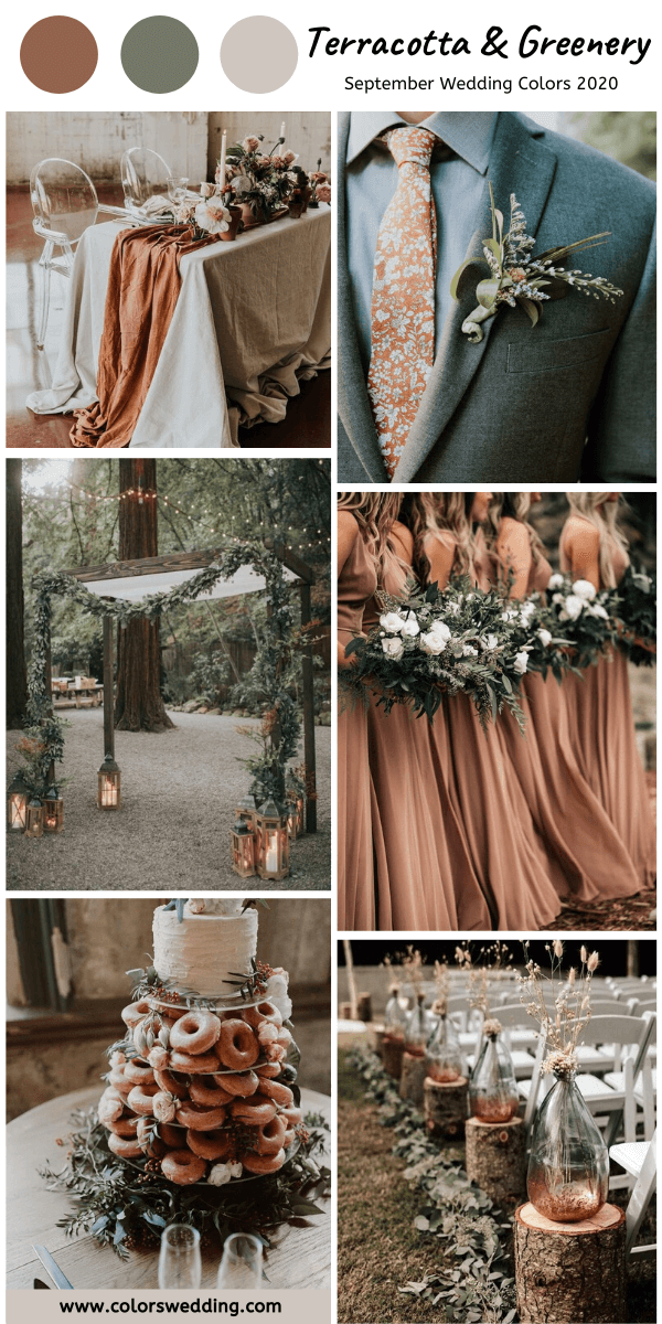september wedding colors 2020 terracotta and greenery