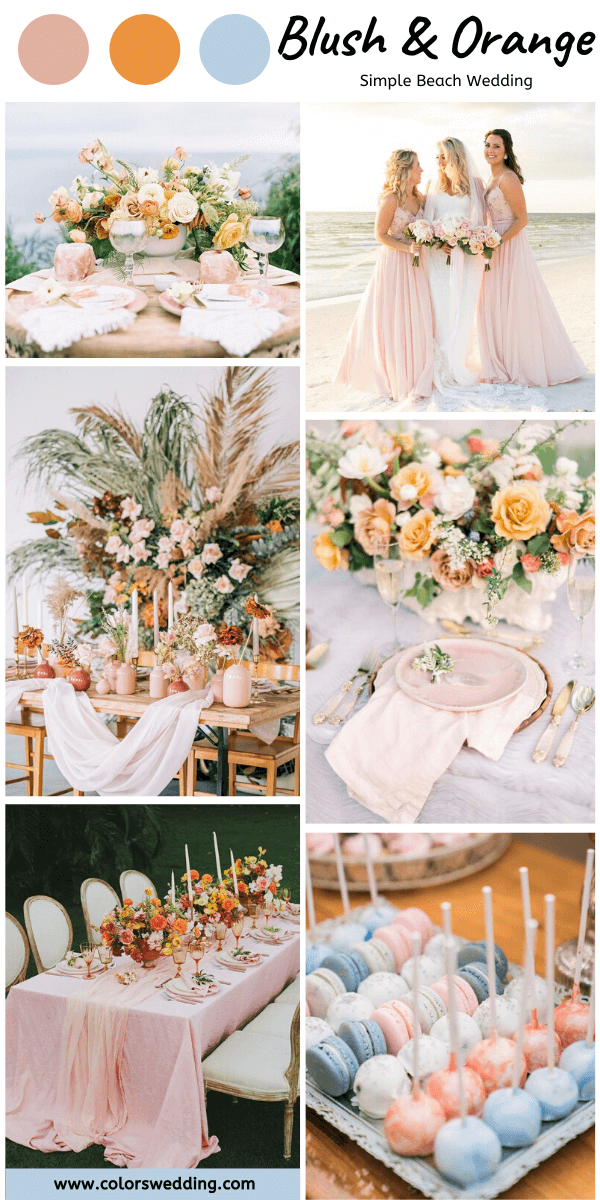 simple beach wedding blush and orange