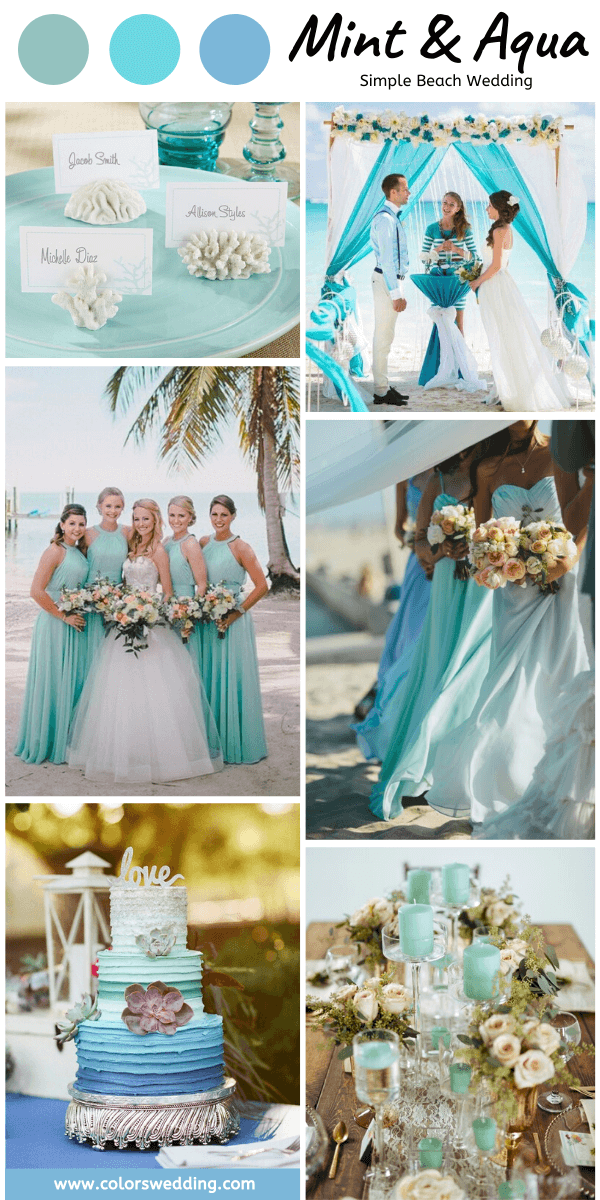 simple beach wedding mint and aqua