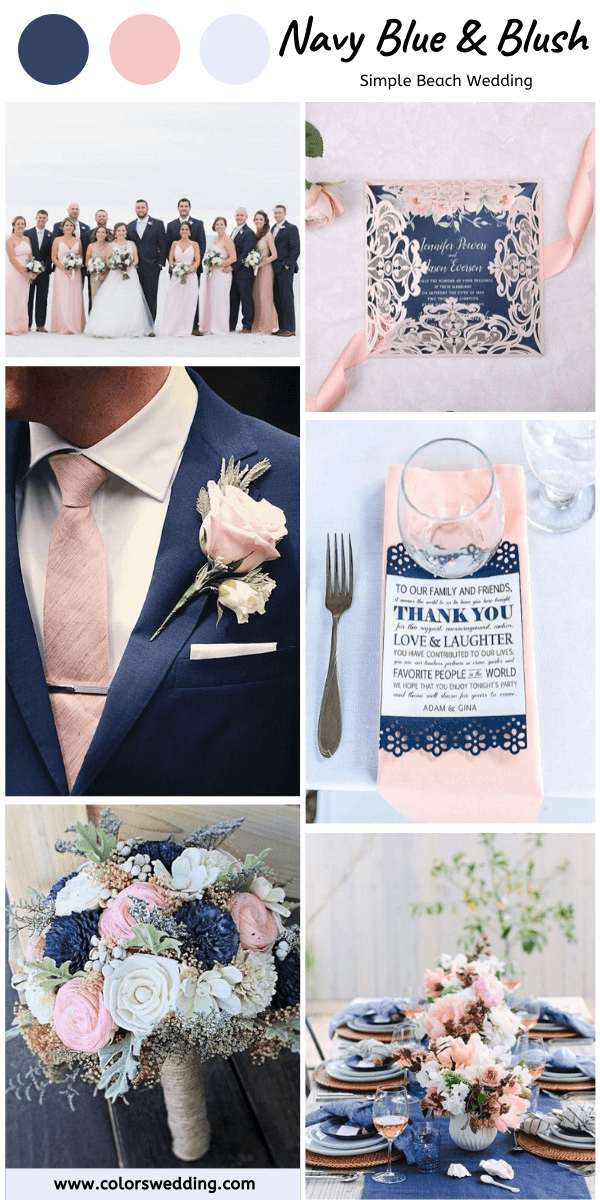 simple beach wedding navy blue and blush