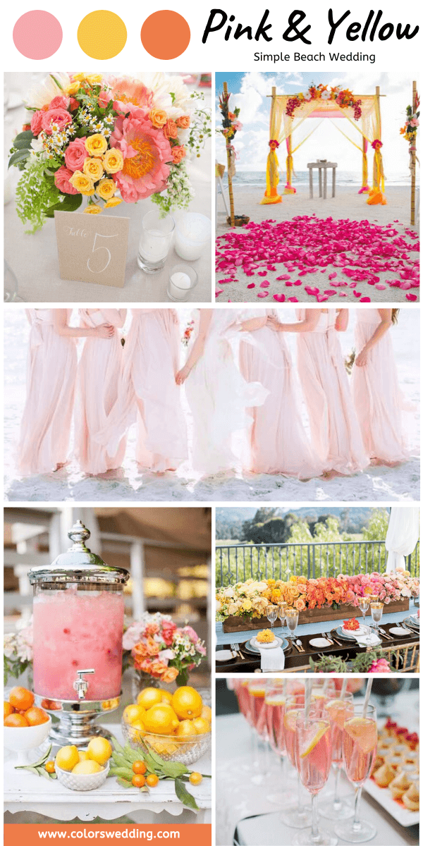 simple beach wedding pink and yellow