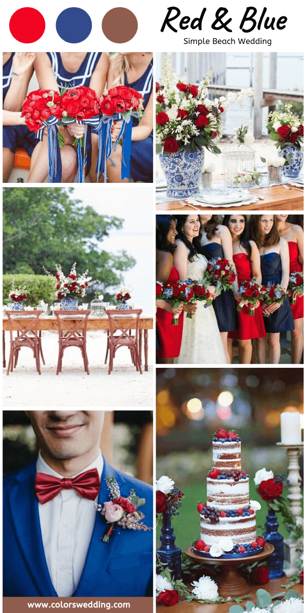 simple beach wedding red and blue