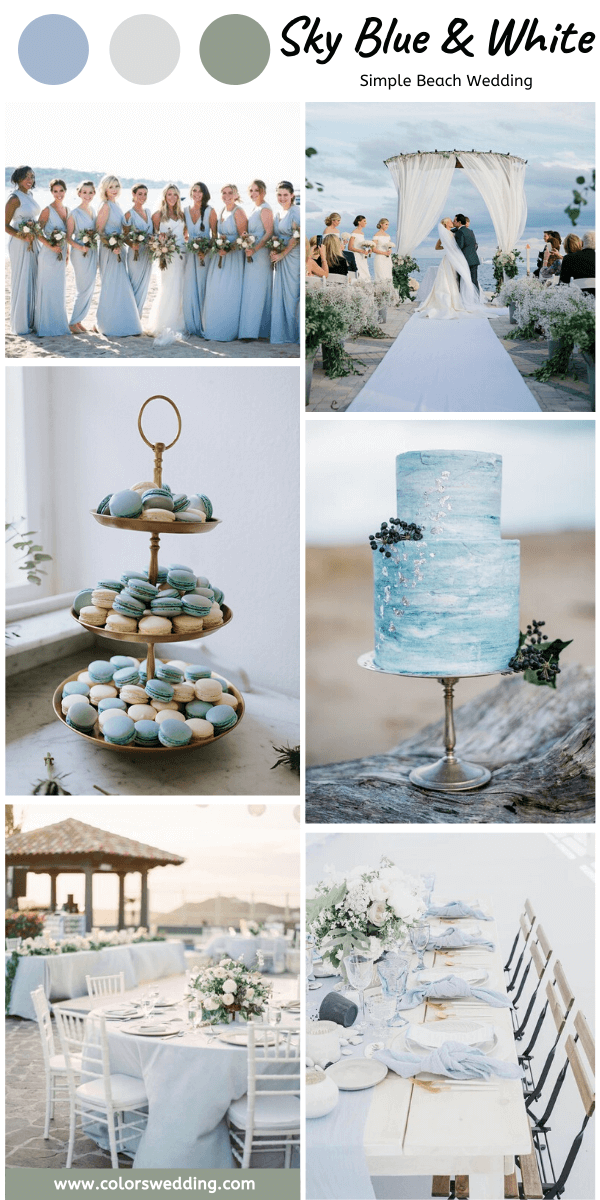 simple beach wedding sky blue and white