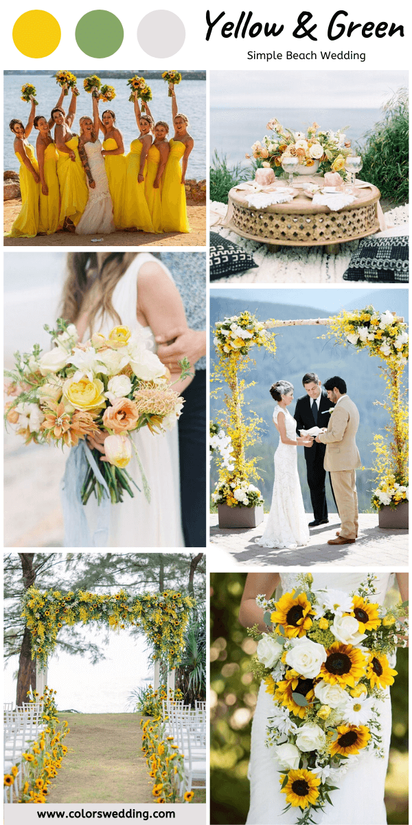 simple beach wedding yellow and green