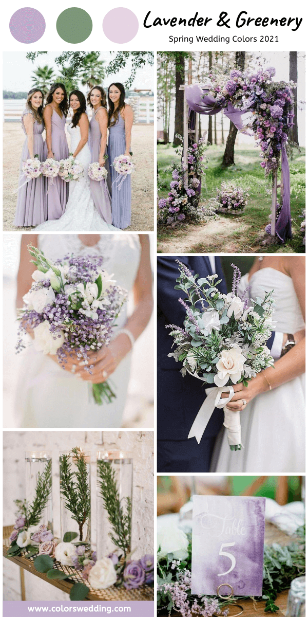 Spring Wedding Color Palettes 2021 - Lavender + Greenery