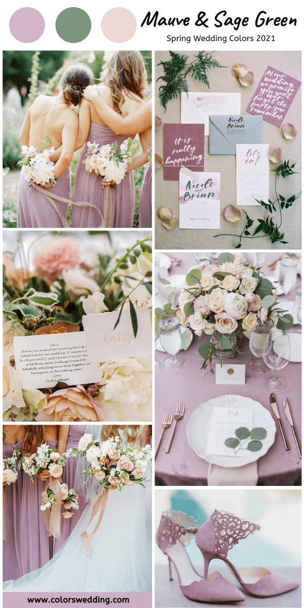 Spring Wedding Color Palettes 2021 - Mauve + Sage Green