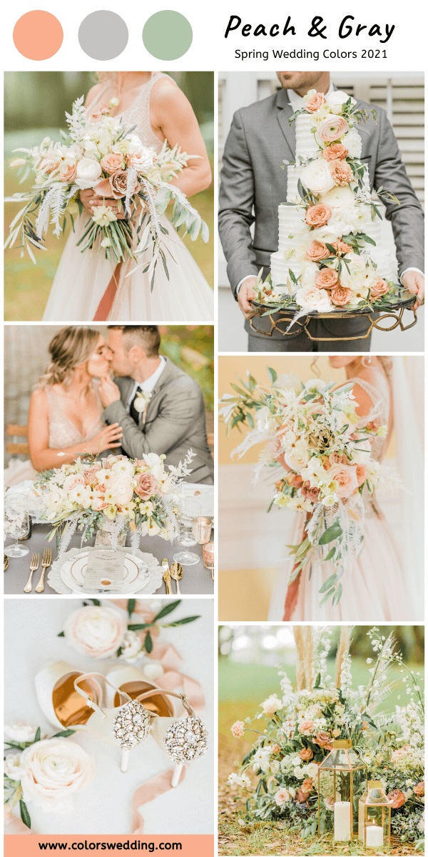 Spring Wedding Color Palettes 2021 - Peach and Gray