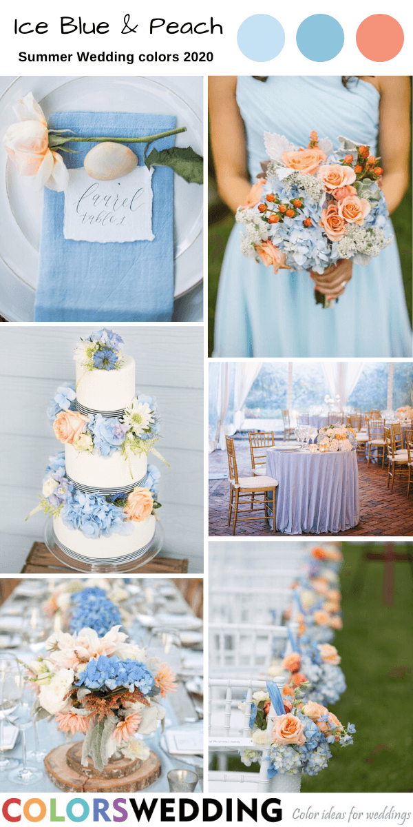 Summer Wedding Color Palettes 2020 - Ice Blue + Peach