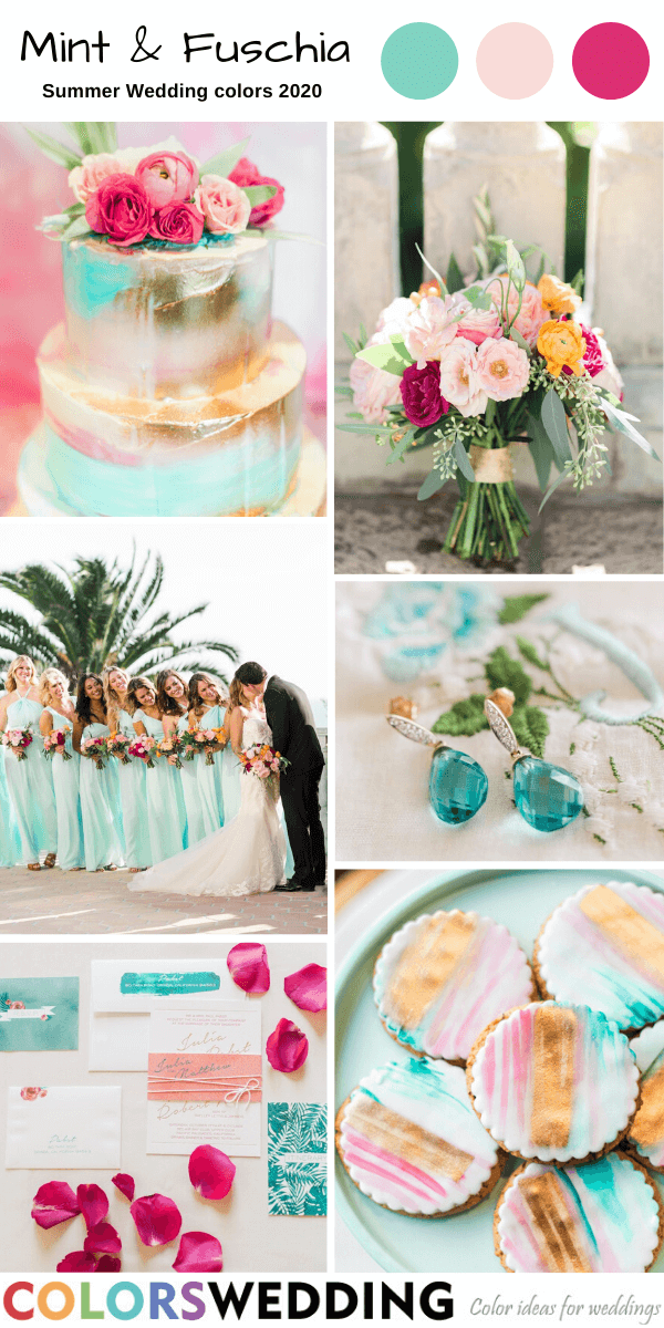 Summer Wedding Color Palettes 2020 - Mint and Fuschia